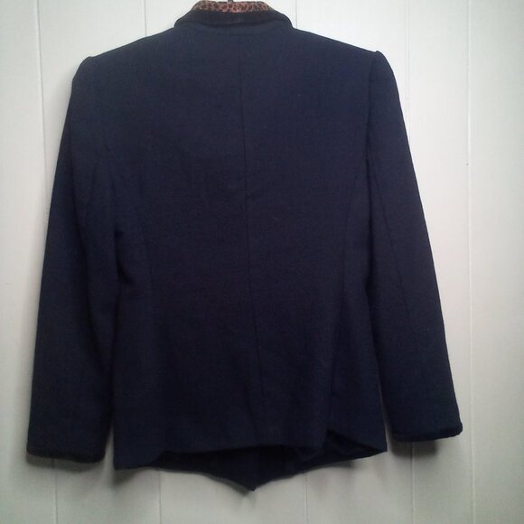 Lord & Taylor Jacket Blazer 8 Wool Animal Print Black - Picture 4 of 15